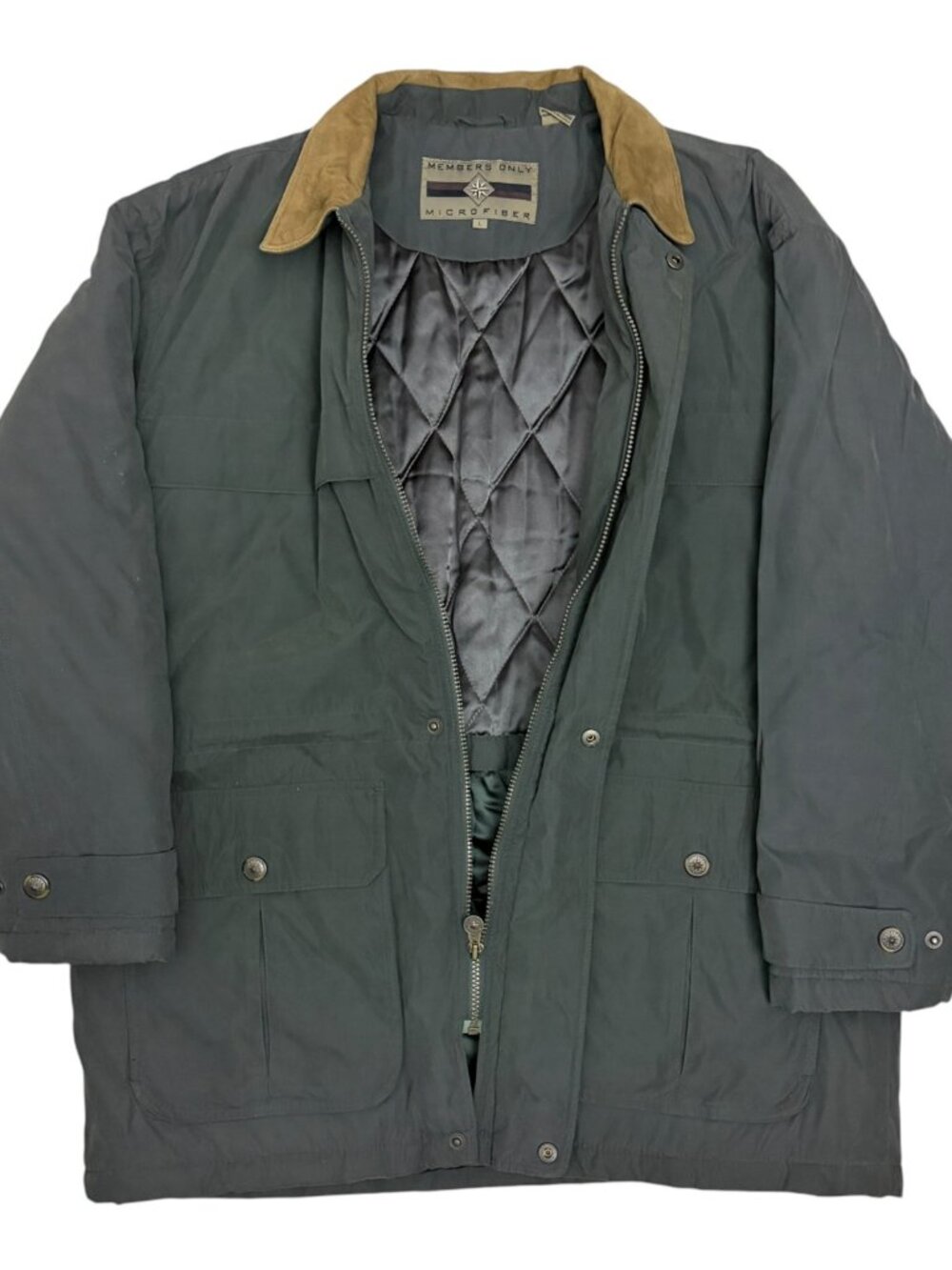 MEMBERS ONLY Winter Parka Coat Vintage Leather Trim Puffer Jacket Mens Large